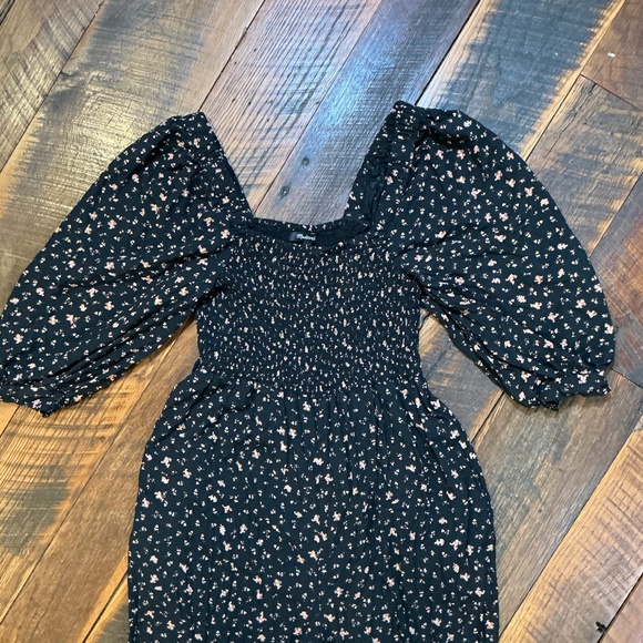 Madewell Lucie Elbow-Sleeve Smocked Wide-Leg Jumpsuit in Stem Scatter – Size 2 - Picture 7 of 12